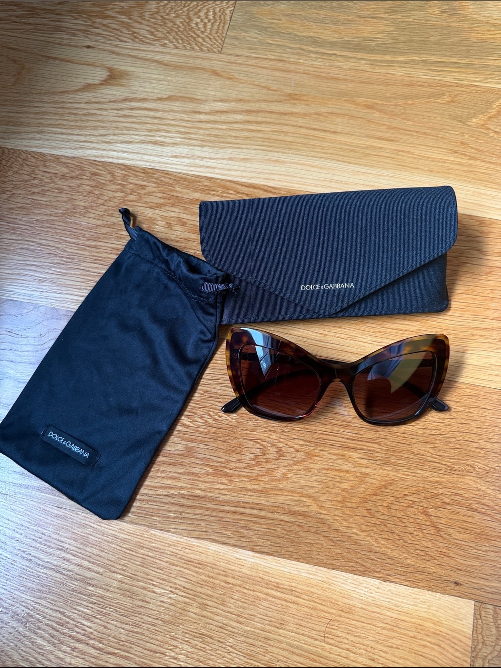 Dolce & Gabbana Tortoiseshell Cat-Eye Sunglasses with Brown Lenses